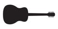 Acoustic guitar black silhouette. Music instrument icon. Vector illustration Royalty Free Stock Photo